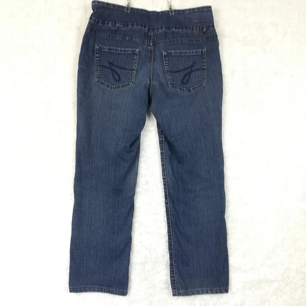 Jag Jeans Womens High Rise Straight Leg Blue Denim Medium Wash Pull On 14